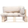vidaXL Sodo sofa i&scaron; palečių su smėlio pagalvėlėmis, pu&scaron;ies mediena