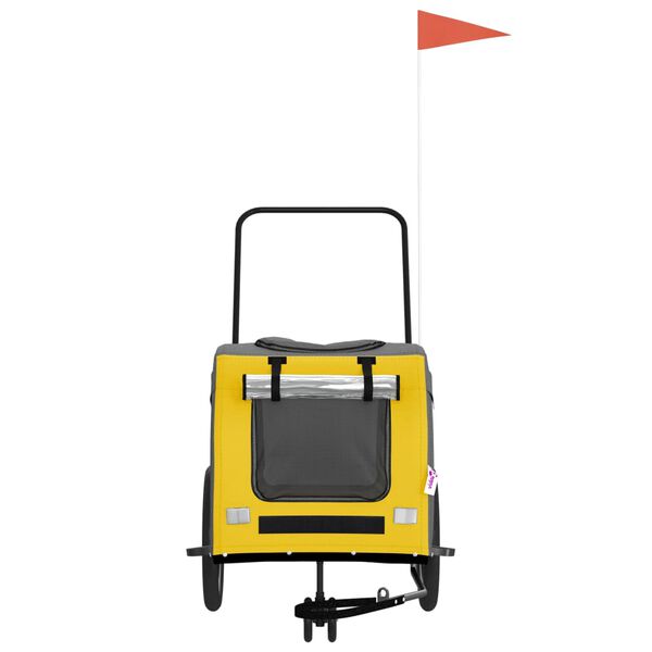 vidaXL Dviračio priekaba augintiniams, geltona/pilka, audinys/geležis