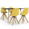 vidaXL Valgomojo baldų komplektas, 5 dalių, geltonos ir juodos spalvos