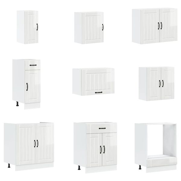 vidaXL Virtuvinių spintelių komplektas, 14 dalių, Lucca, balta