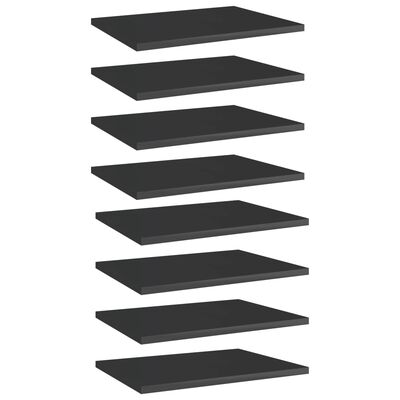 vidaXL Knygų lentynos plokštės, 8vnt., juodos, 40x30x1,5cm, MDP