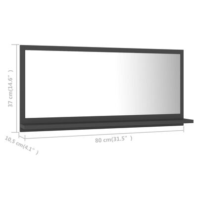 vidaXL Vonios kambario veidrodis, pilkos spalvos, 80x10,5x37cm, MDP