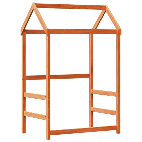 vidaXL Lovos ir suoliuko komplektas stogeliu, ruda, 90x190cm, pušis