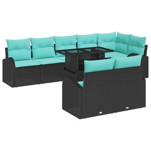 vidaXL Sodo Sofų Rinkinys su saugykla 9 pcs Juoda Poli ratanas
