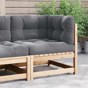 vidaXL Kampinė sodo sofa su pilkomis pagalvėlėmis, pu&scaron;ies masyvas