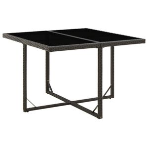 vidaXL Sodo stalas, juodas, 109x107x74cm, poliratanas ir stiklas