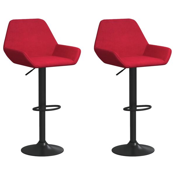 vidaXL Baro taburetės, 2vnt., raudonojo vyno spalvos, aksomas