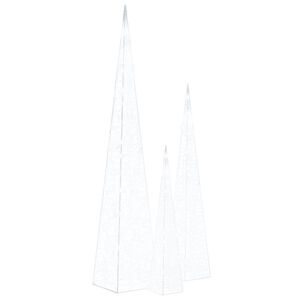 vidaXL Akrilinė LED dekoracija kūgiai, &scaron;altos baltos, 60/90/120cm
