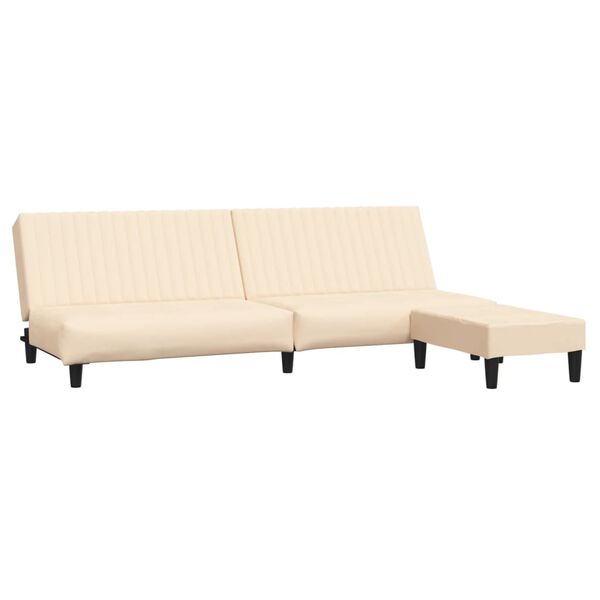 vidaXL Dvivietė sofa-lova su pakoja, kreminės spalvos, aksomas