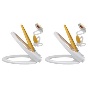 vidaXL Klozeto sėdynės, 2vnt., baltos ir geltonos, plastikas