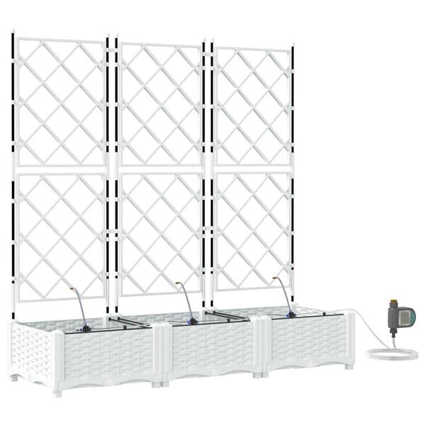 vidaXL Sodo vazonas 3 pcs Balta Plienas