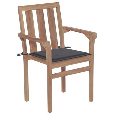 vidaXL Sodo kėdės su pagalvėlėmis, 2vnt., antracito, tikmedžio masyvas
