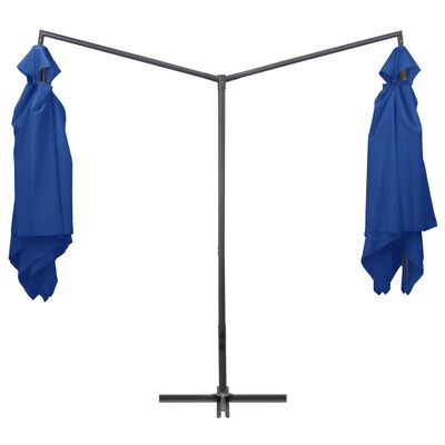 vidaXL Dvigubas skėtis su plieniniu stulpu, mėlynos spalvos, 250x250cm