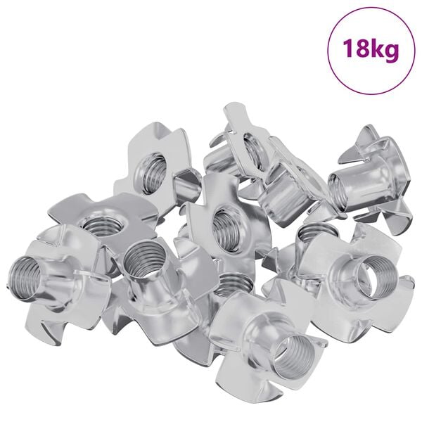vidaXL Įpjovinė T-veržlė 7200 pcs Sidabro M6 mm Plienas