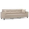 vidaXL Trivietė sofa su pagalvėmis, kreminė, 210cm, audinys