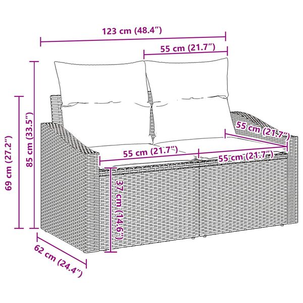 vidaXL Sodo Sofų Rinkinys su pagalve 11 pcs Šviesiai pilka poliratanas