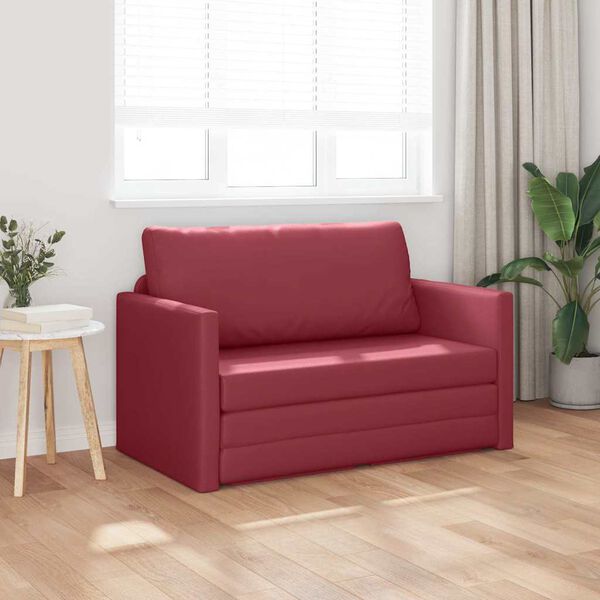 vidaXL Sofa lova 110cm Vyno raudona Dirbtinė Oda