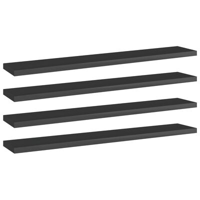 vidaXL Knygų lentynos plokštės, 4vnt., juodos, 60x10x1,5cm, MDP