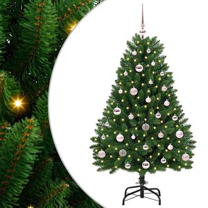 vidaXL Dirbtinė Kalėdų eglutė su vir&scaron;ūne ir bumbulu 120 cm 150 LED