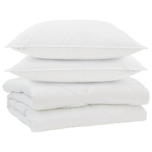 vidaXL Antklodė su pagalve 3 pcs Balta Mikropluo&scaron;tas