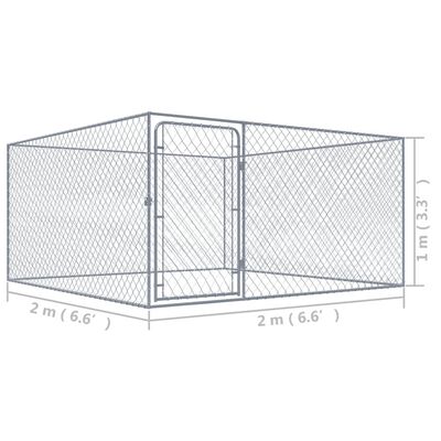 vidaXL Lauko voljeras šunims, 2x2x1m, galvanizuotas plienas