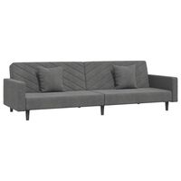 vidaXL Dvivietė sofa-lova su dvejomis pagalvėmis, pilka, aksomas