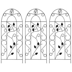 vidaXL Stovai vijokliniams augalams, 3vnt., juodi, 40x100cm, geležis
