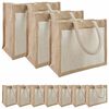 vidaXL Džiuto rankinės su ki&scaron;ene 10 Natūrali ir Balta 26 x 22 x 14 cm