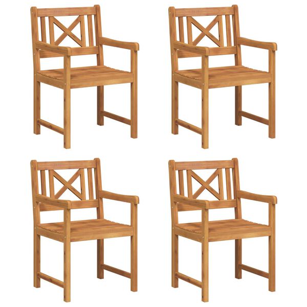 vidaXL Sodo Kėdė 4 pcs Ruda 56 x 56 x 90 cm Akacijos medienos masyvas