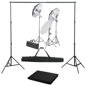 vidaXL Fotostudijos komplektas su ap&scaron;vietimo rinkiniu ir fonu