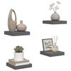 vidaXL Pakabinamos lentynos, 4vnt., pilkos, 23x23,5x3,8cm, MDF