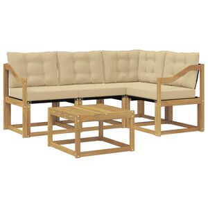 vidaXL Lauko sofos komplektas su pagalve 5 pcs Balta ir kreminė