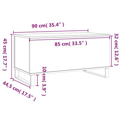 vidaXL Kavos staliukas, baltas, 90x44,5x45cm, mediena, blizgus