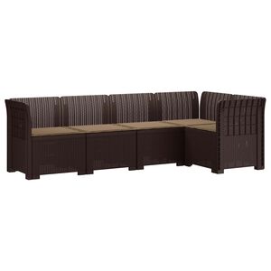 vidaXL 5-vietė sodo sofa su pagalvėlėmis Rataninio i&scaron;vaizdos PP Ruda