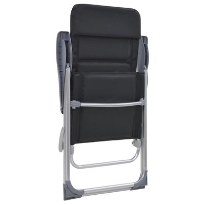 vidaXL Kempingo kėdės, 2 vnt., juodos, 58x69x111cm, aliuminis