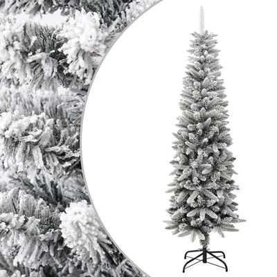 vidaXL Dirbtinė siaura Kalėdų eglutė su sniegu, 180cm, PVC ir PE