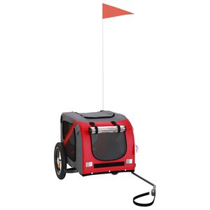 vidaXL Dviračio priekaba augintiniams, raudona/pilka, audinys/geležis