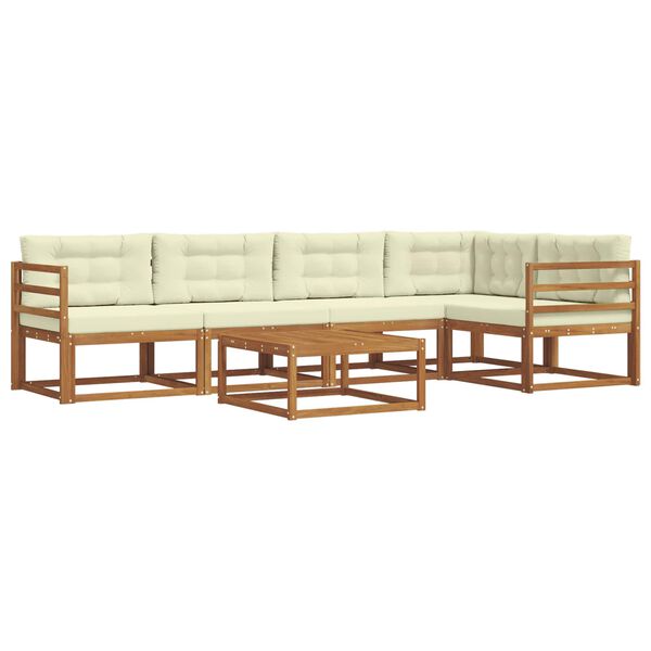 vidaXL Lauko sofos komplektas su pagalve 6 pcs Natūralus ir grietinėlė