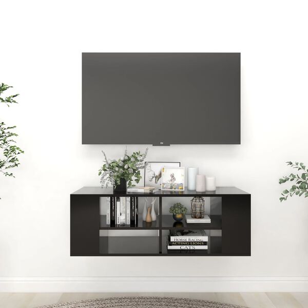 vidaXL Sieninė TV spintelė, juoda, 102x35x35cm, apdirbta mediena