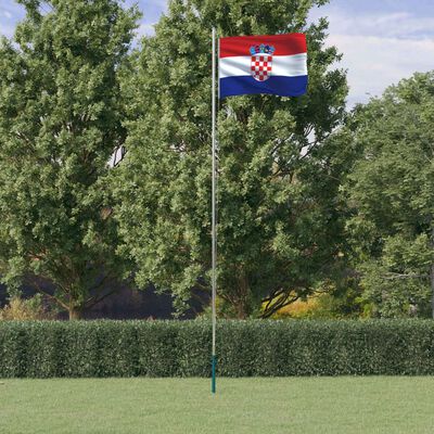vidaXL Kroatijos vėliava su stiebu, aliuminis, 6,23m