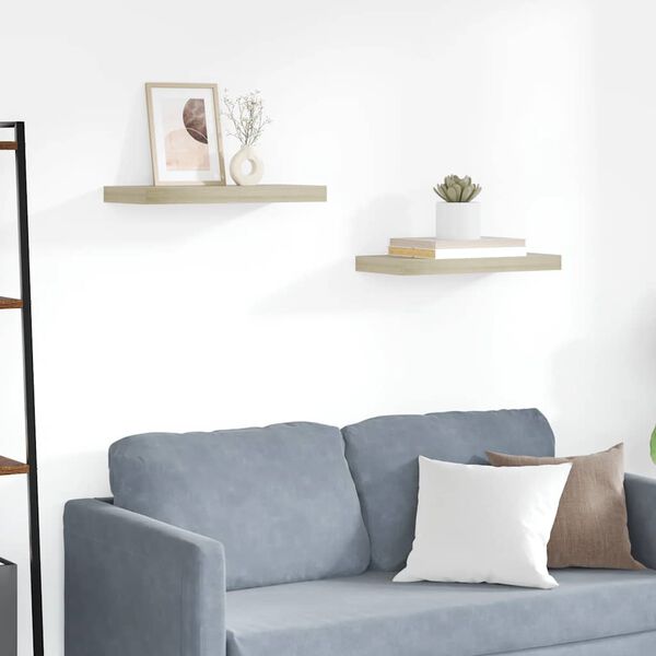 vidaXL Pakabinamos sieninės lentynos, 2vnt., ąžuolo, 50x23x3,8cm, MDF