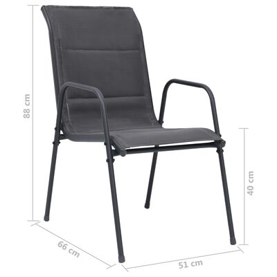 vidaXL Sudedamos sodo kėdės, 4vnt., antracito, plienas ir tekstilenas
