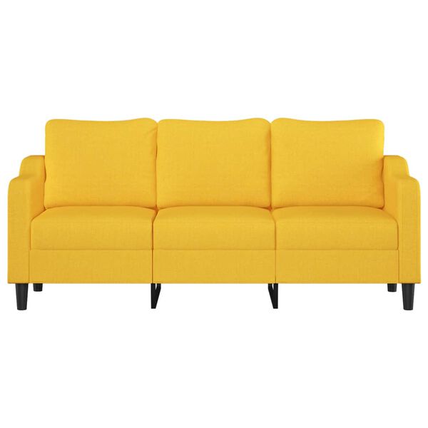 vidaXL Trivietė sofa, &scaron;viesiai geltonos spalvos, 180cm, audinys