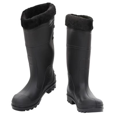 vidaXL Guminiai batai su išimamomis kojinėmis, juodi, PVC, 40 dydžio