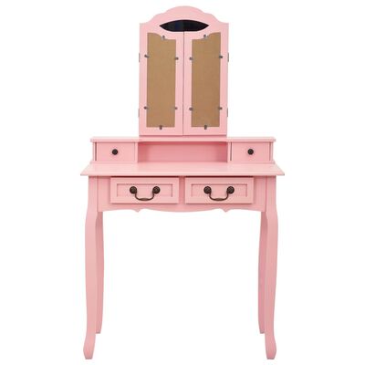 vidaXL Kosmetinio staliuko rinkinys, rožinis, 80x69x141cm, paulovnija