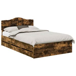 vidaXL Lovos rėmas Rūkyta ąžuolas 135 x 190 cm Inžinerinė mediena