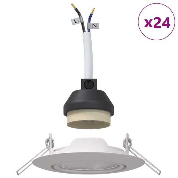 vidaXL Spotlight'ai su prožektoriais 24 pcs Balta 9 x 9 cm metalas
