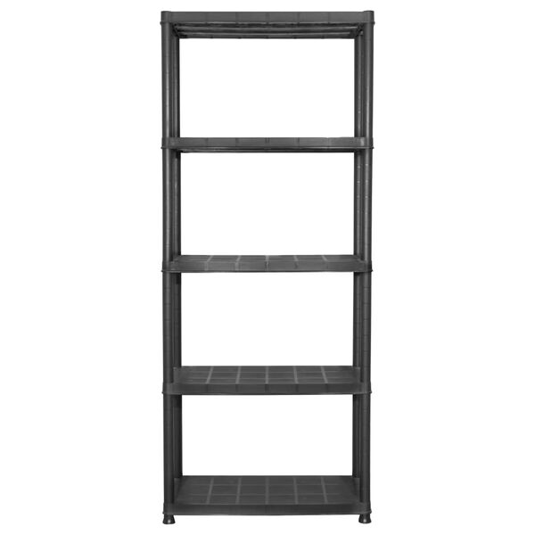 vidaXL Lentyna daiktams, 5 aukštų, juoda, 71x38x170cm, plastikas