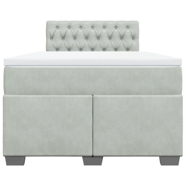 vidaXL Lova su spyruoklėmis ir čiužiniu, pilka, 120x200cm, aksomas