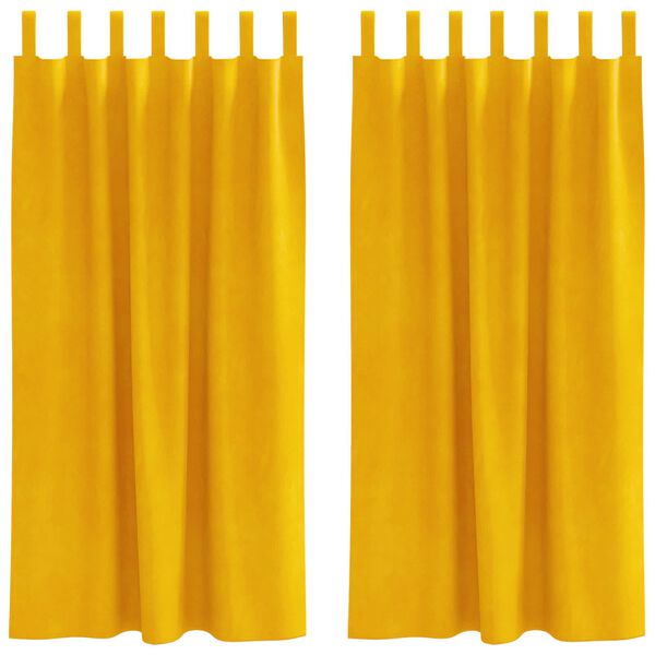 vidaXL Užtemdymo užuolaidos 2 pcs Garučių geltona 140 x 175 cm Aksomas